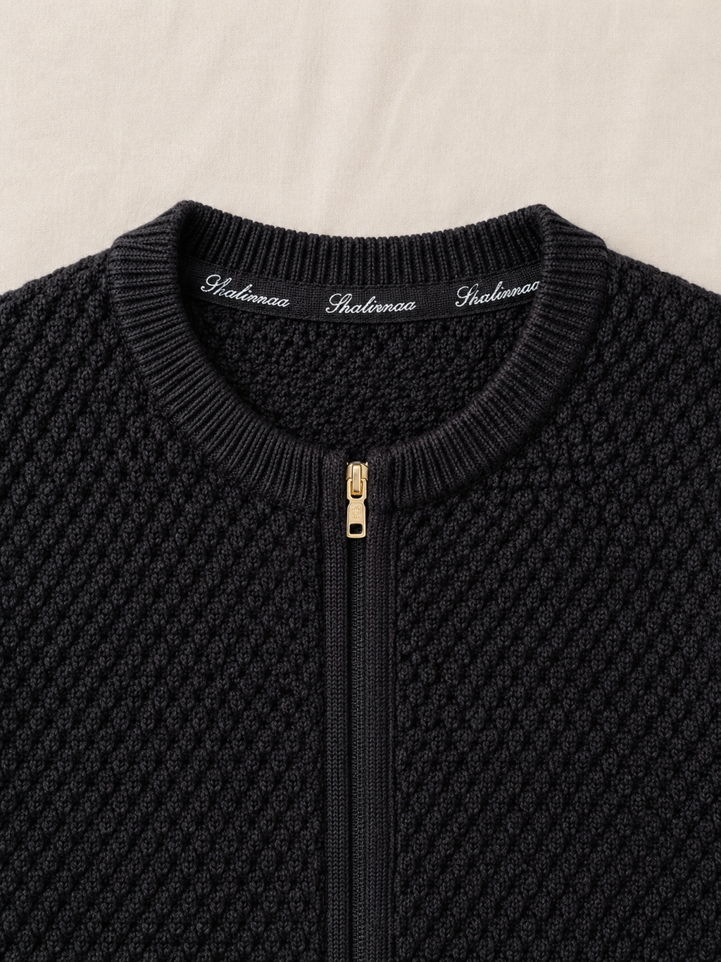 Navy Merino Wool Zip Cardigan