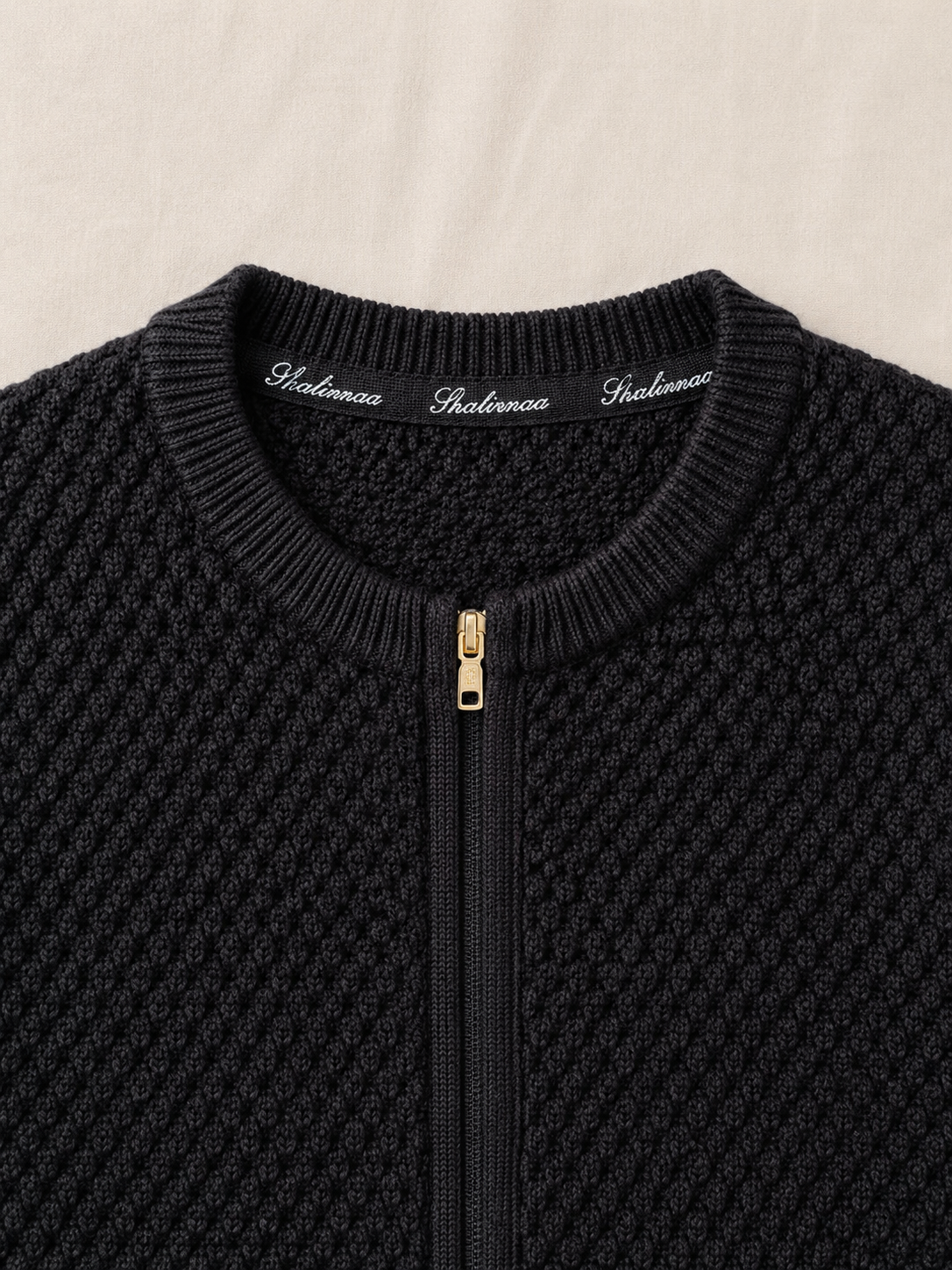 Navy Merino Wool Zip Cardigan