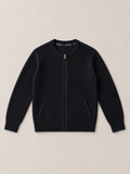 Navy Merino Wool Zip Cardigan