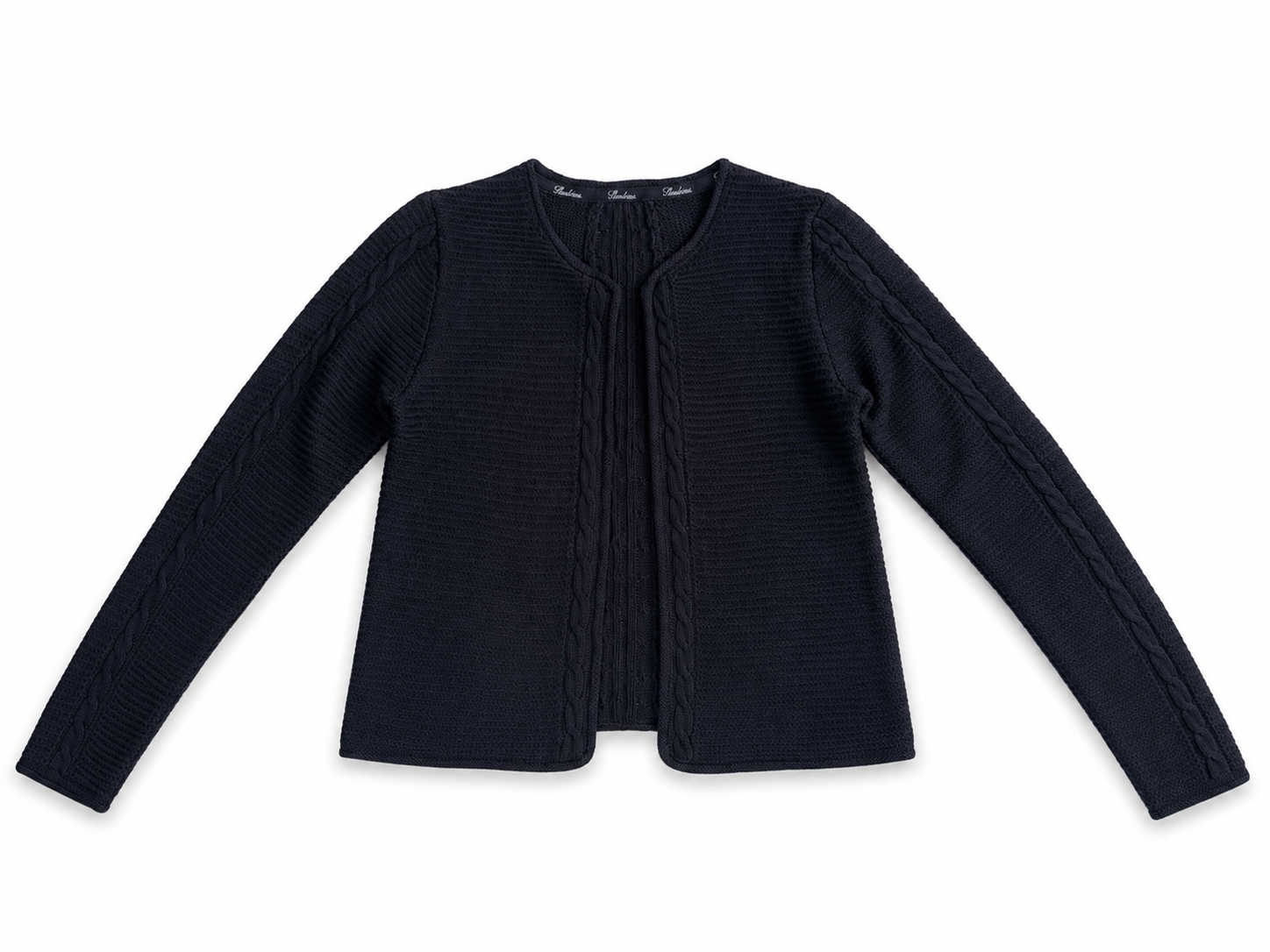 Black Merino Wool Cable Knit Cardigan
