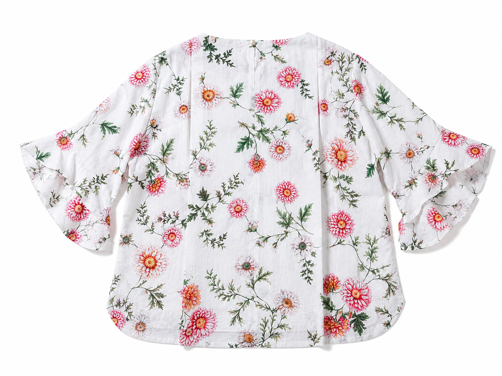 White Floral Cotton Blouse