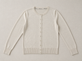 Ivory Merino Wool Crew Neck Cardigan