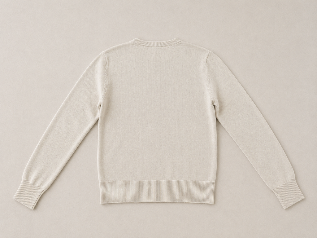 Ivory Merino Wool Crew Neck Sweater