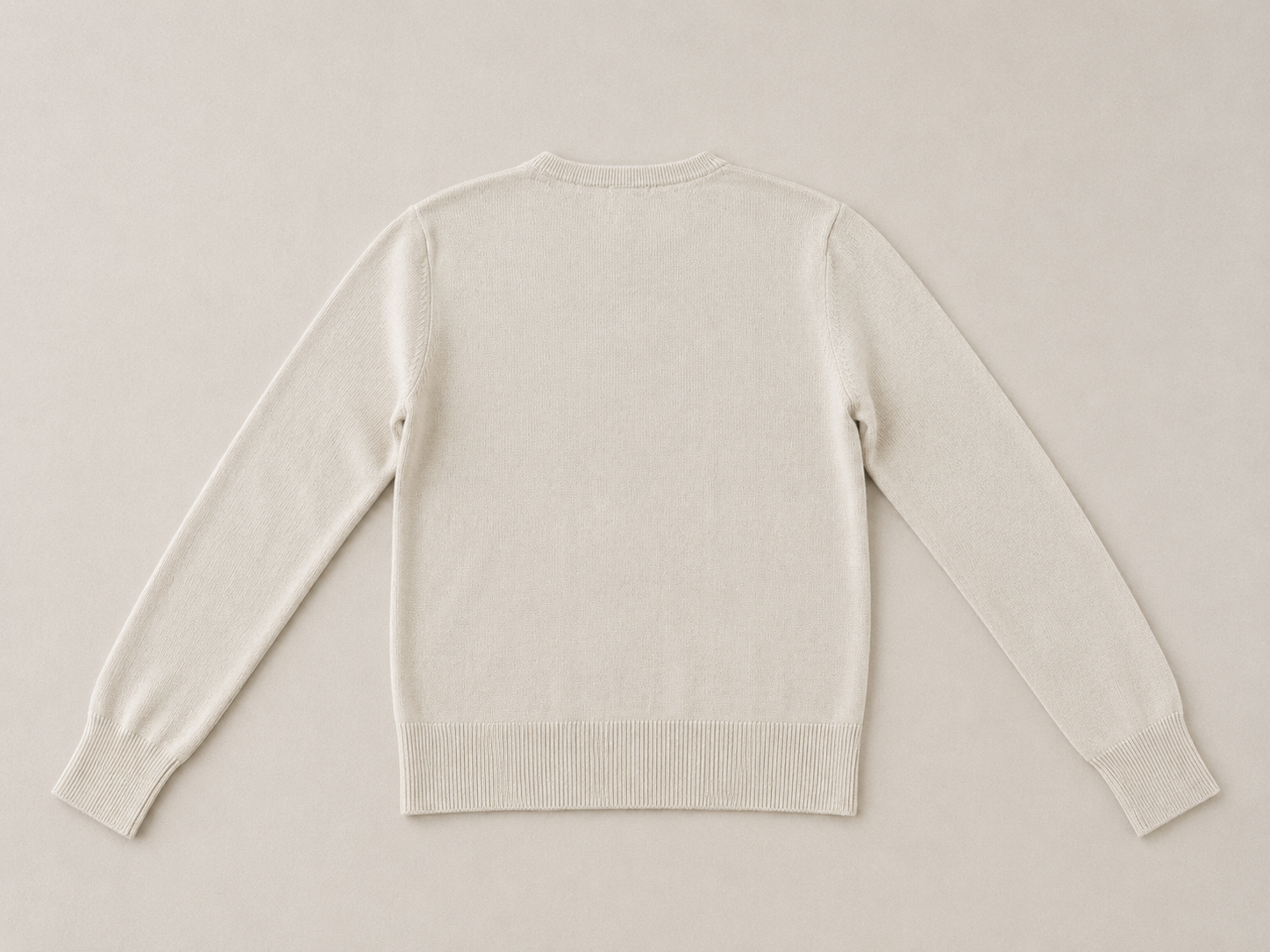 Ivory Merino Wool Crew Neck Cardigan