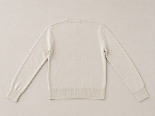 Ivory Merino Wool Crew Neck Cardigan