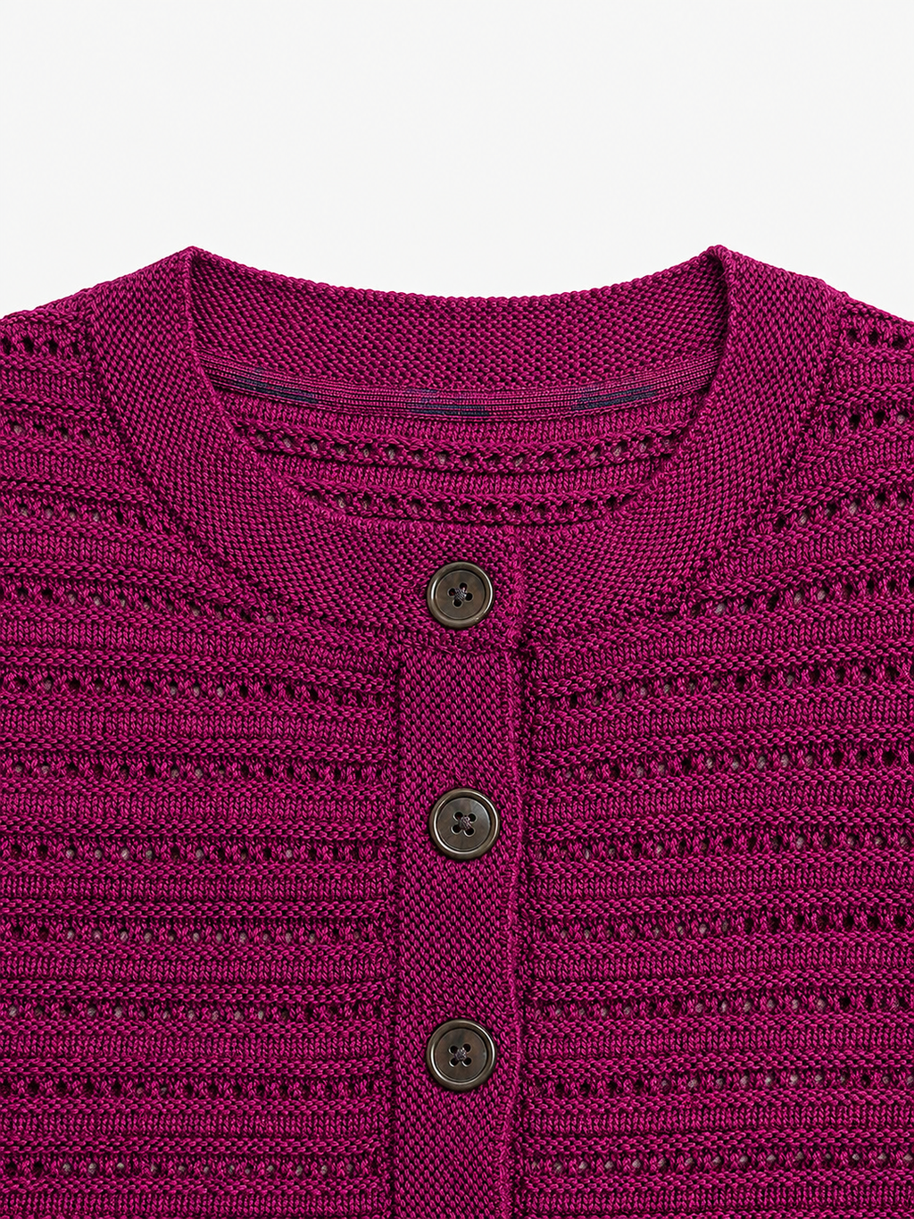 Berry Merino Wool Pointelle Cardigan