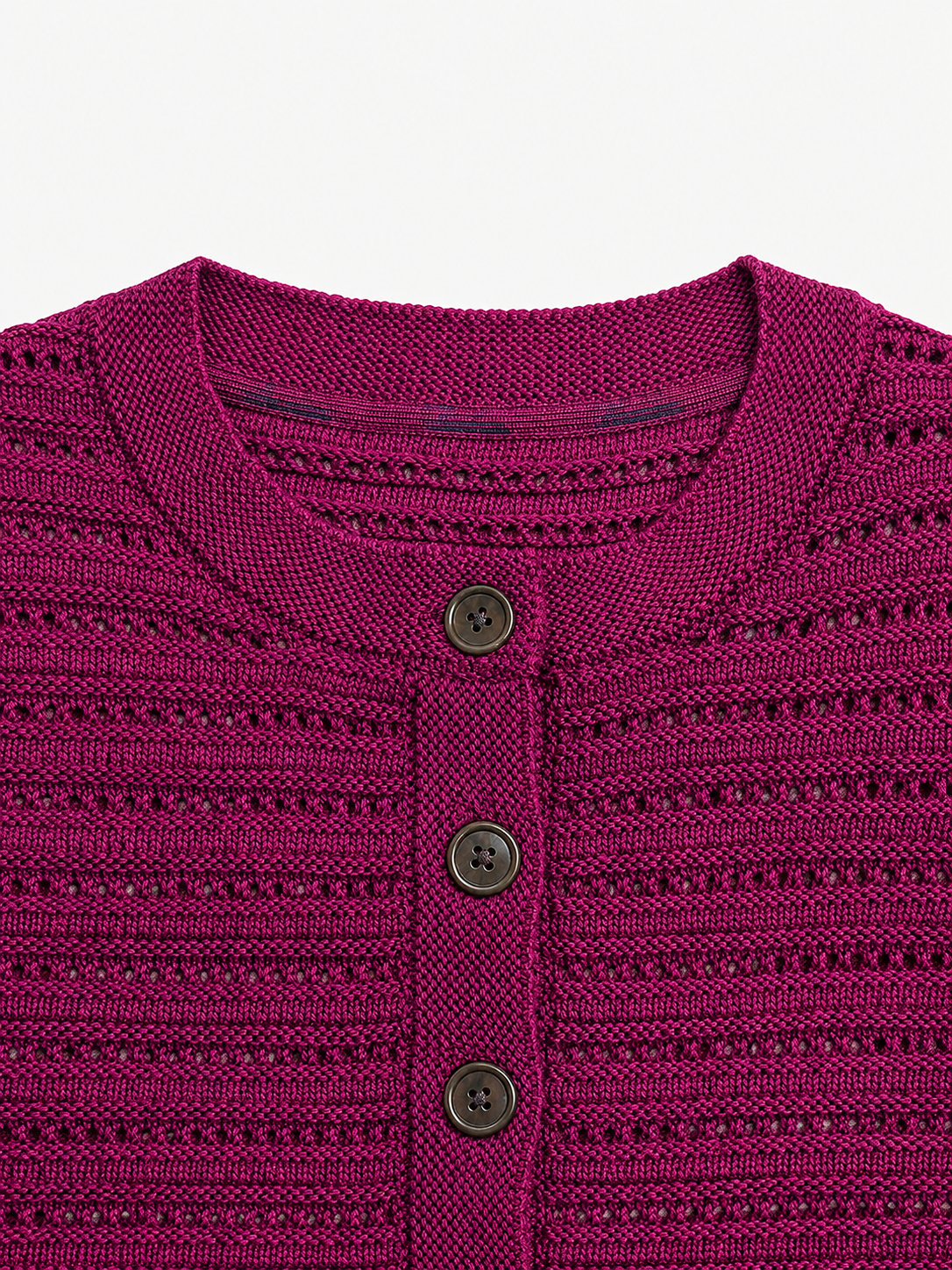 Berry Merino Wool Pointelle Cardigan