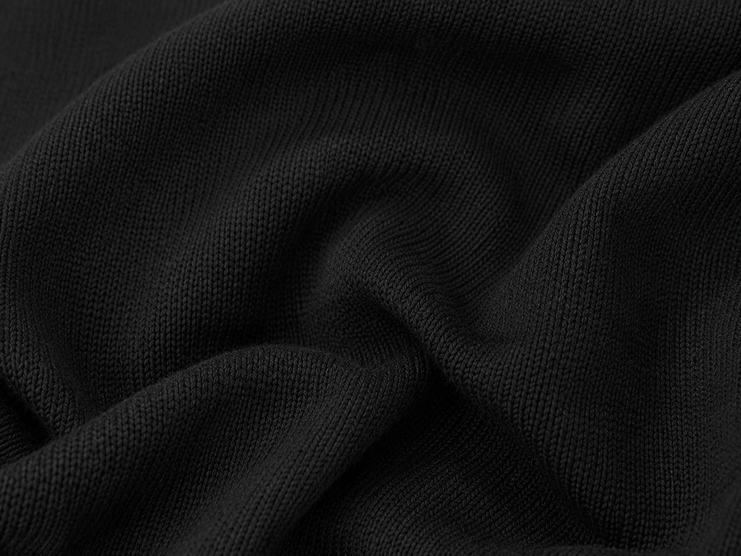 Black Merino Wool Crew Neck Cardigan