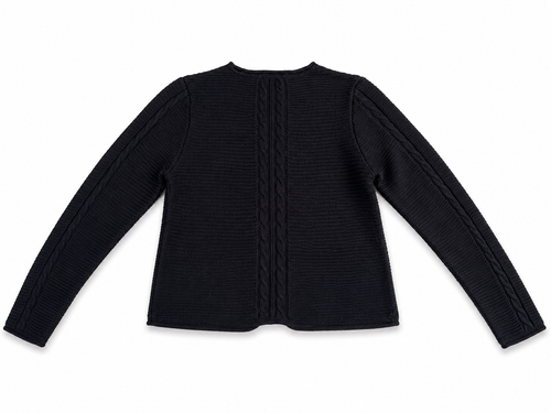 Black Merino Wool Cable Knit Cardigan