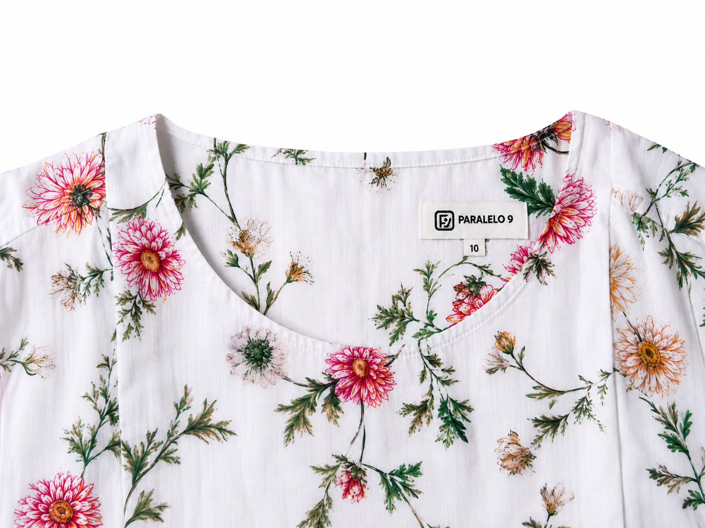 White Floral Cotton Blouse