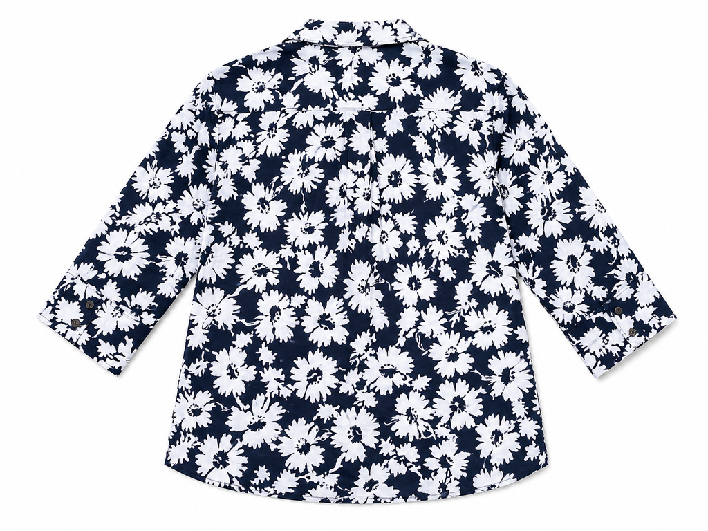 Navy Floral Cotton Shirt