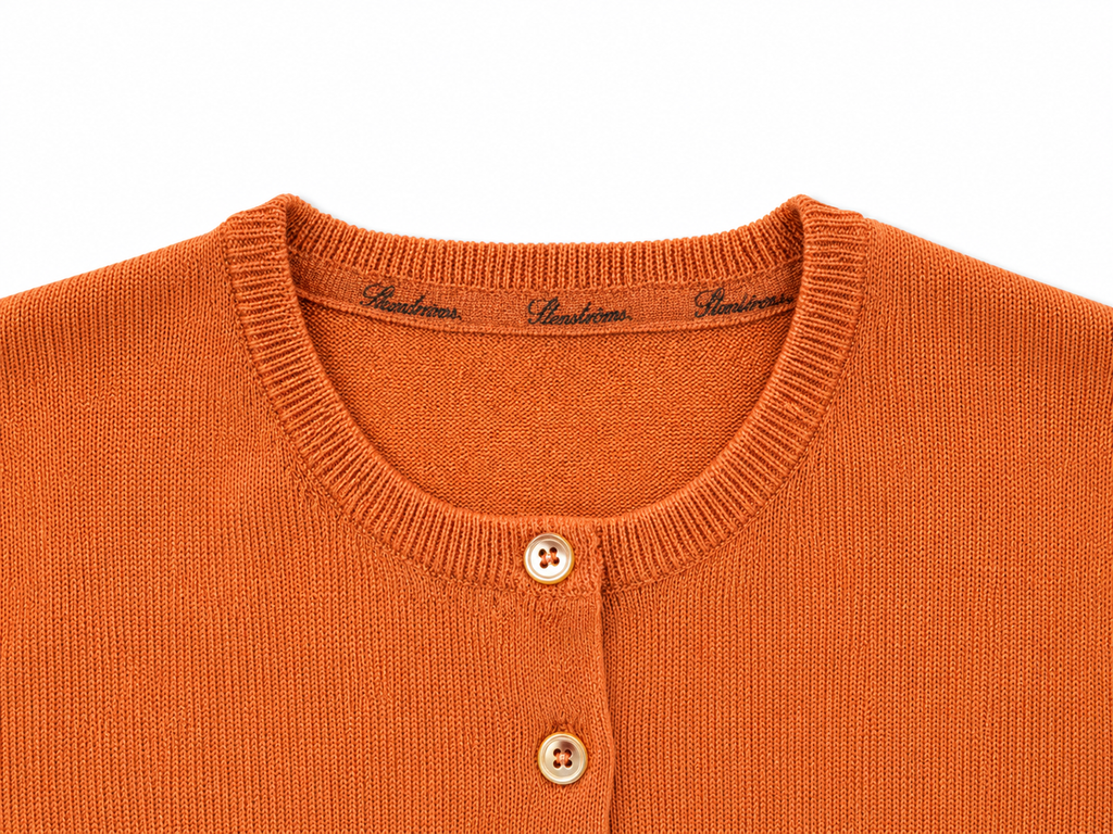 Terracotta Merino Wool Crew Neck Cardigan