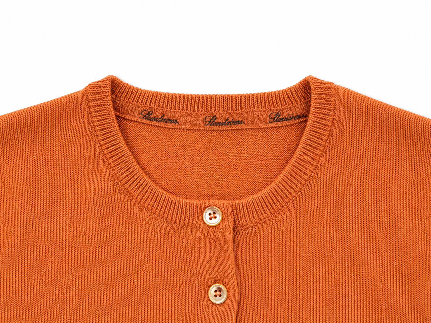 Terracotta Merino Wool Crew Neck Cardigan
