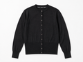 Black Merino Wool Crew Neck Cardigan