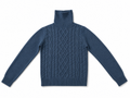 Blue Merino Wool Cable-Knit Roll Neck Jumper