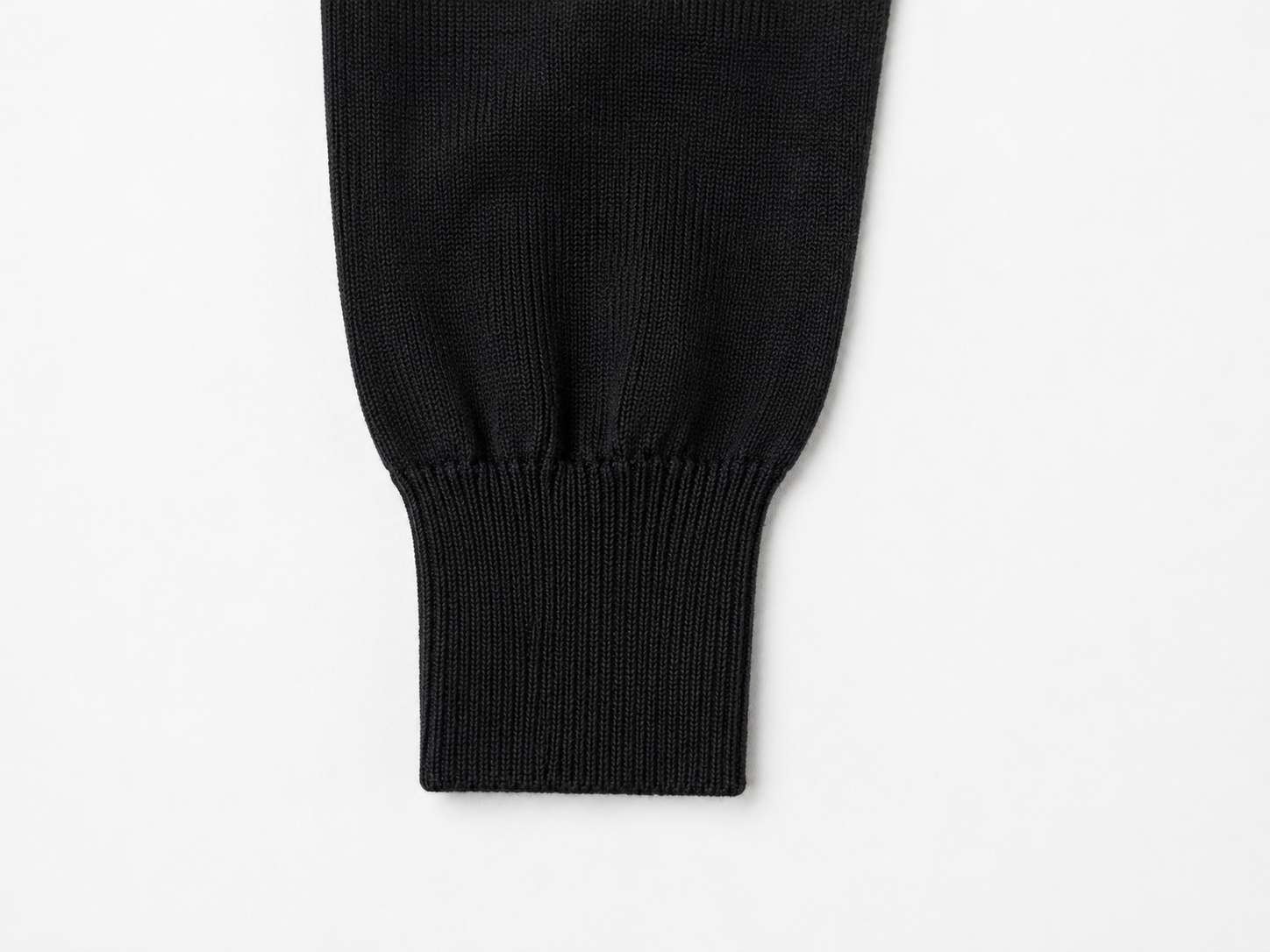 Black Merino Wool Crew Neck Cardigan