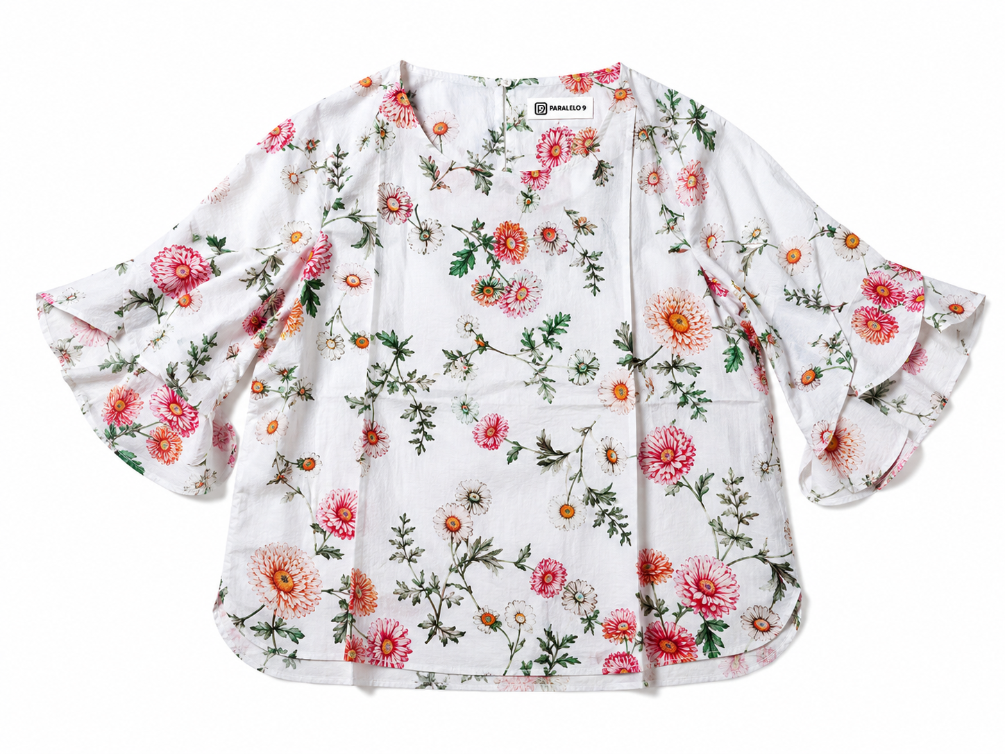 White Floral Cotton Blouse