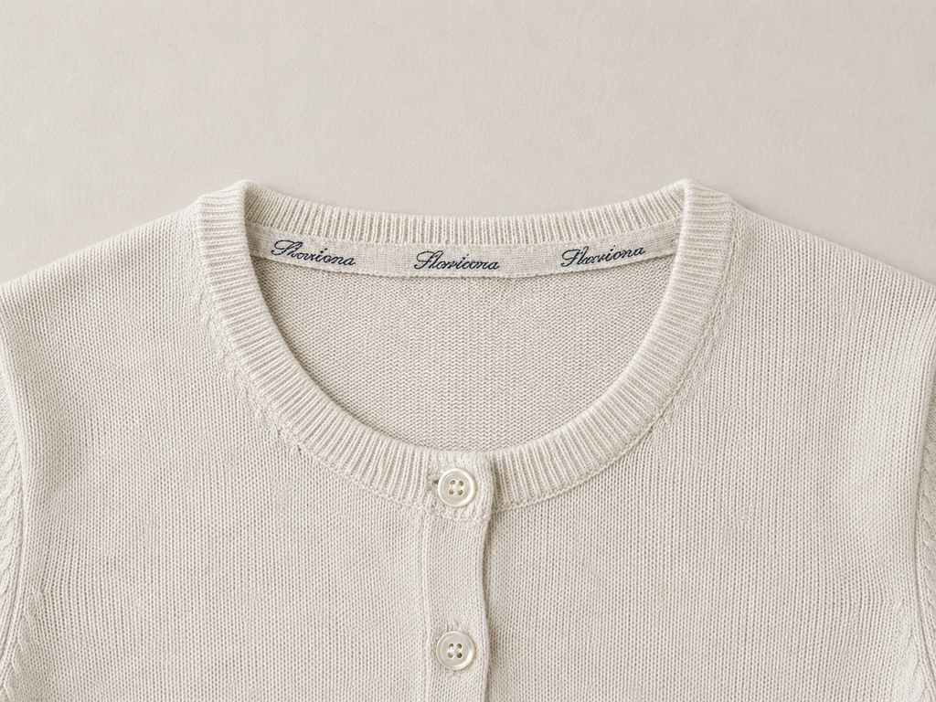 Ivory Merino Wool Crew Neck Cardigan
