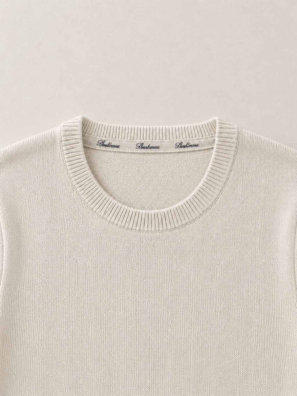 Ivory Merino Wool Crew Neck Sweater