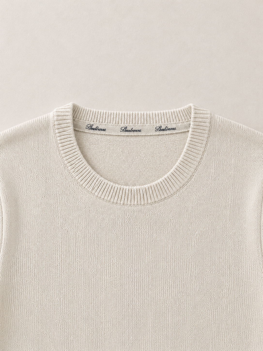 Ivory Merino Wool Crew Neck Sweater