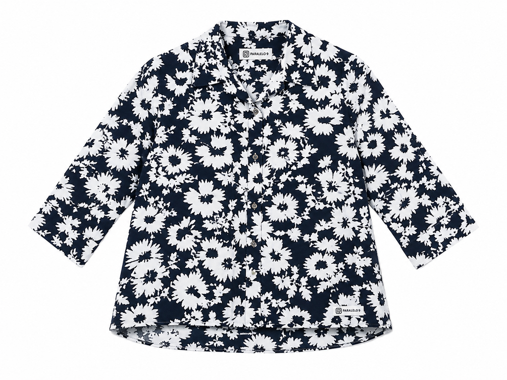 Navy Floral Cotton Shirt