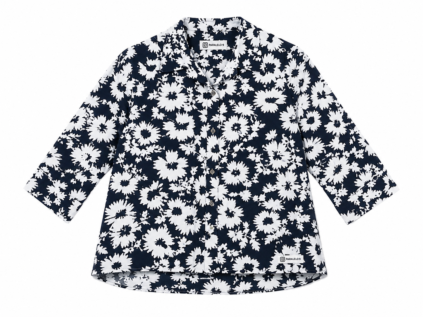 Navy Floral Cotton Shirt