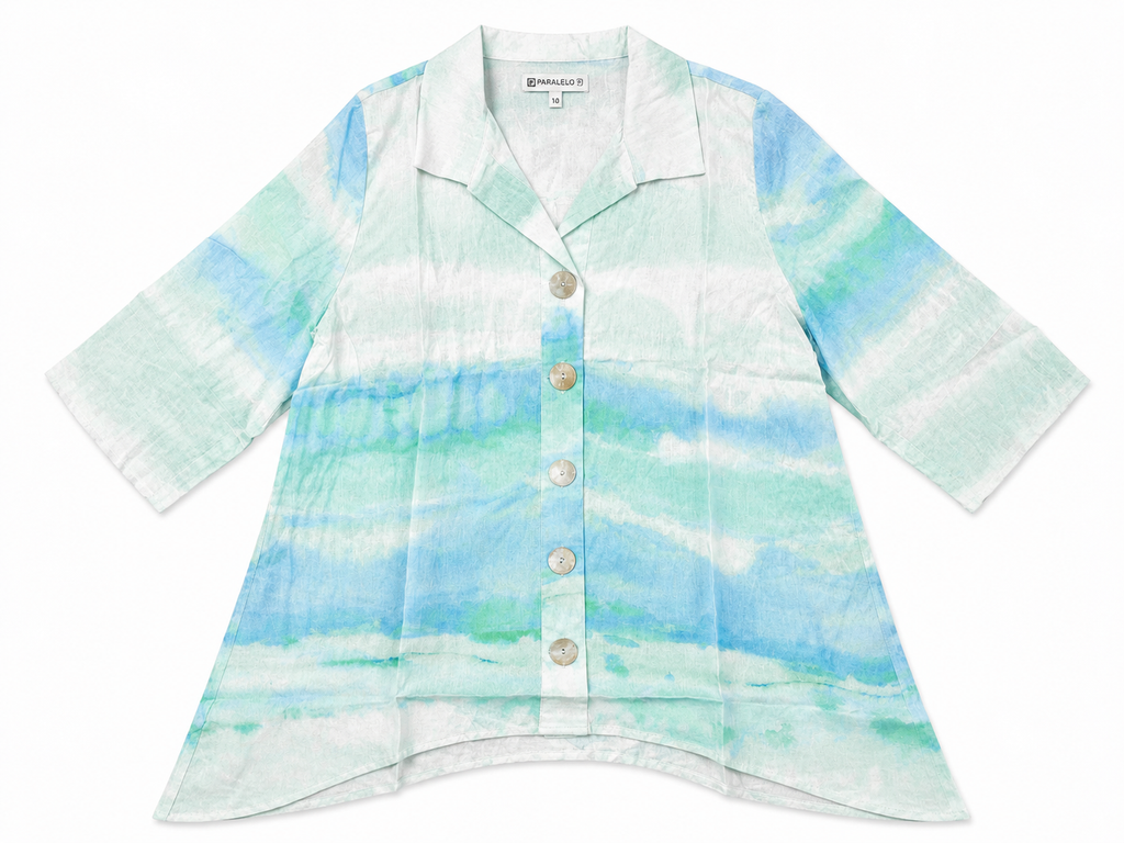 Coastal Watercolour Cotton Shirt