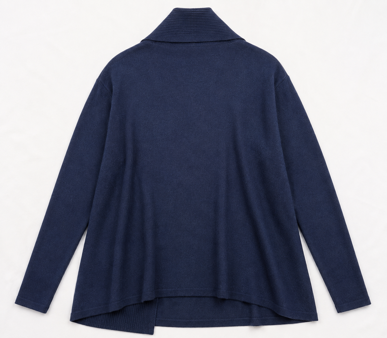 Navy Ribbed Collar Cardigan
