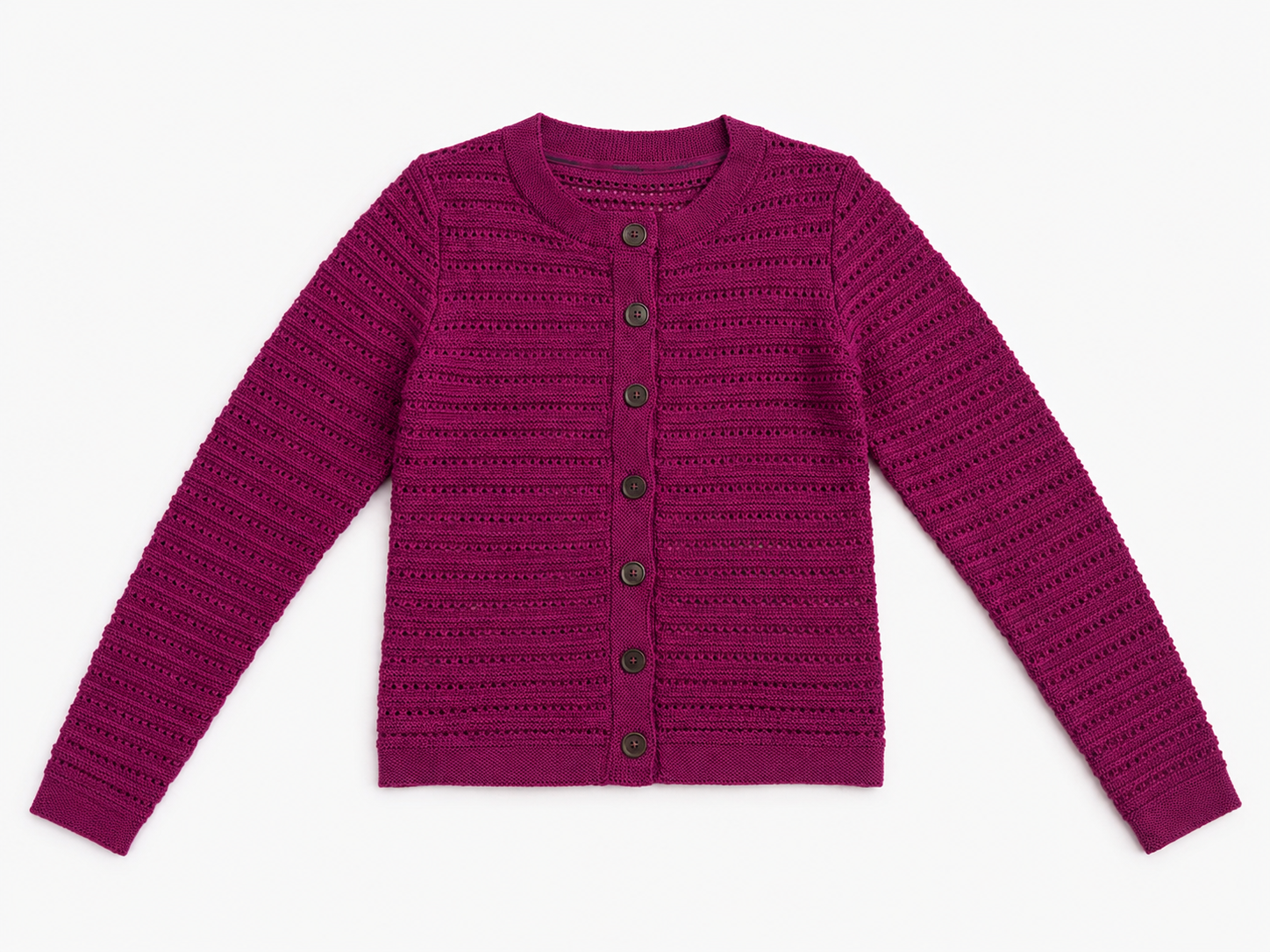 Berry Merino Wool Pointelle Cardigan