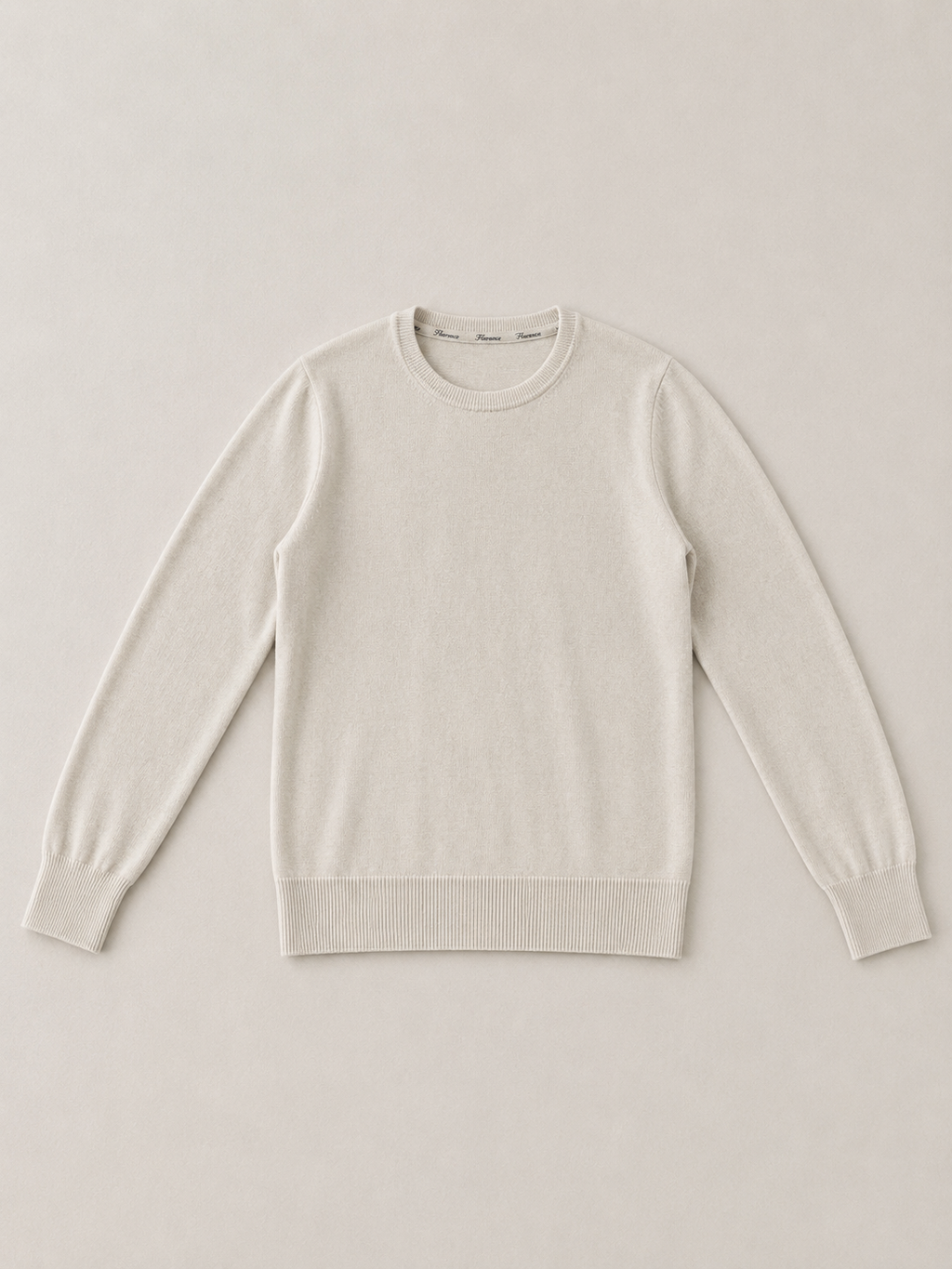 Ivory Merino Wool Crew Neck Sweater