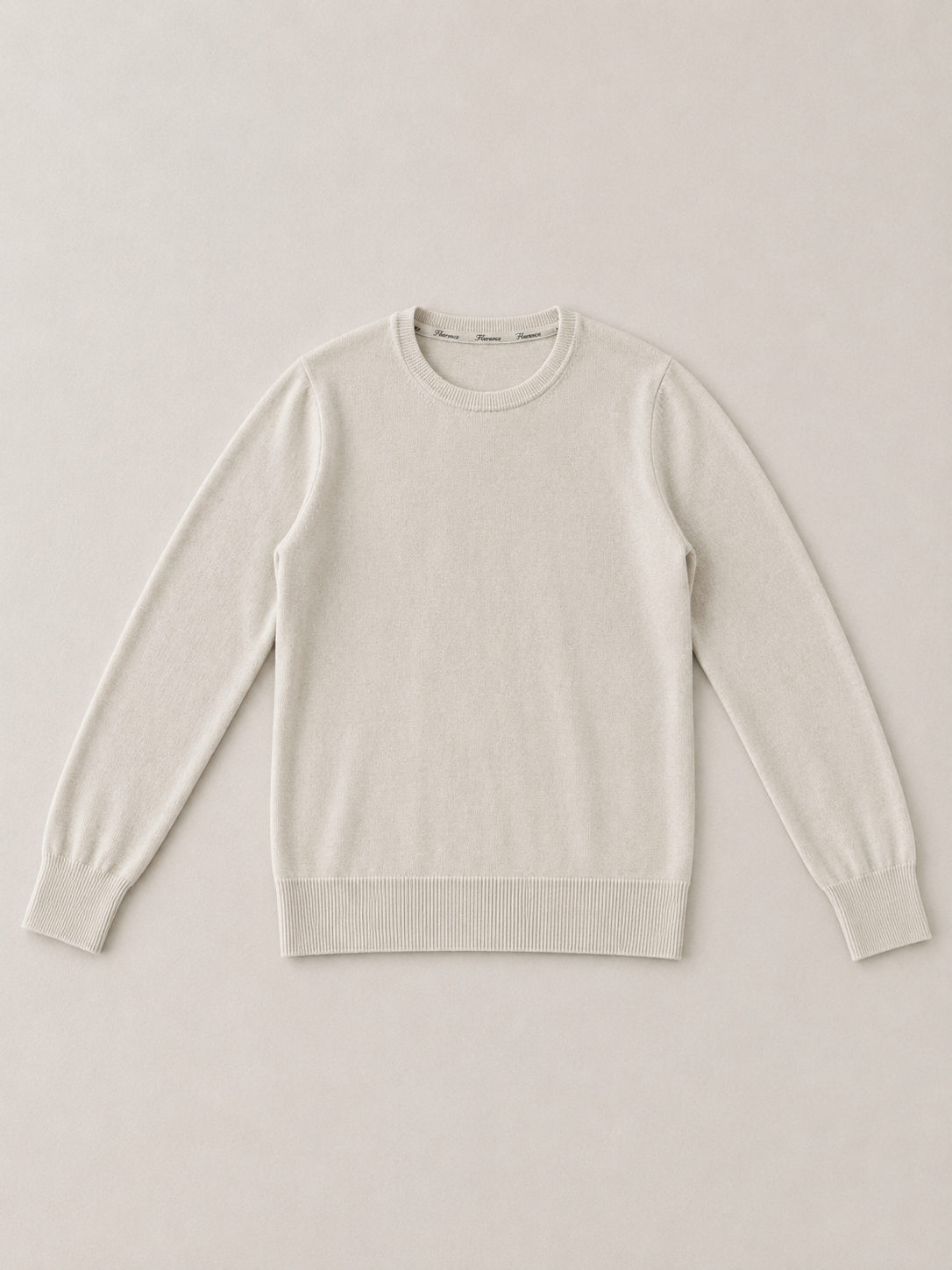 Ivory Merino Wool Crew Neck Sweater