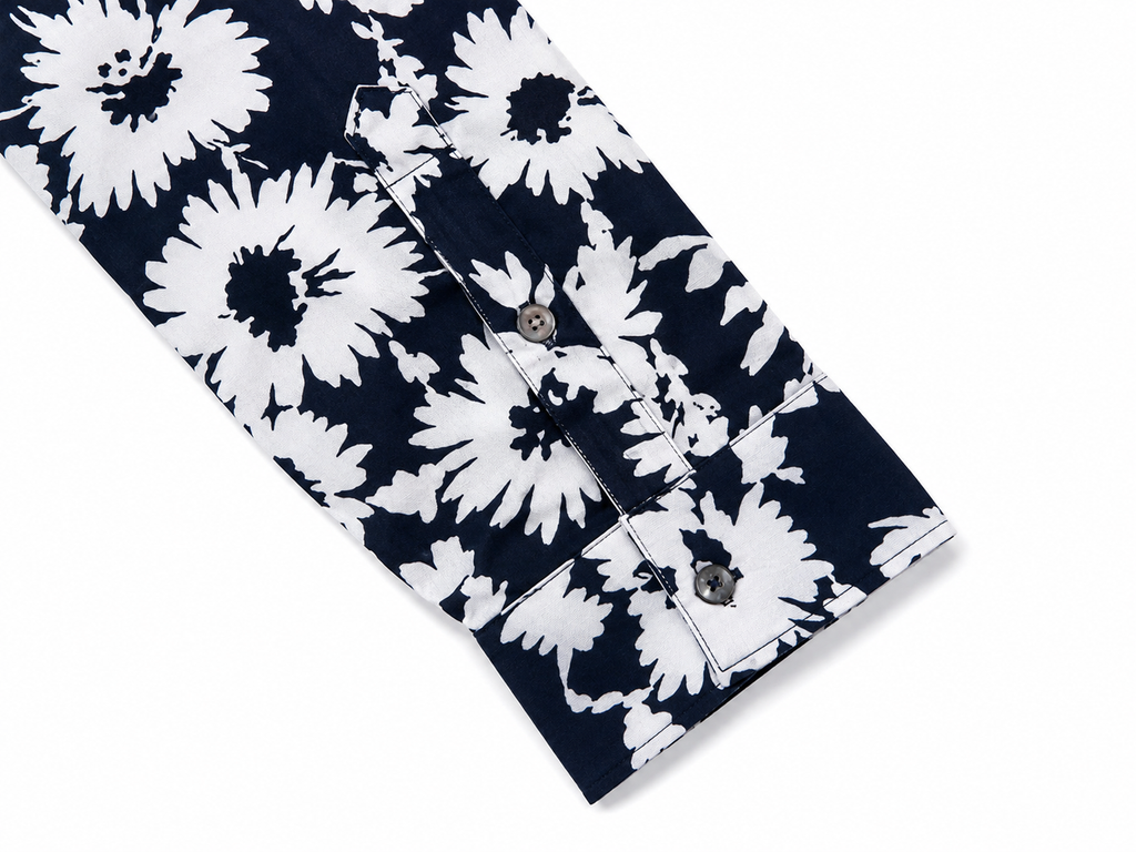 Navy Floral Cotton Shirt