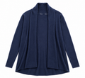 Navy Ribbed Collar Cardigan