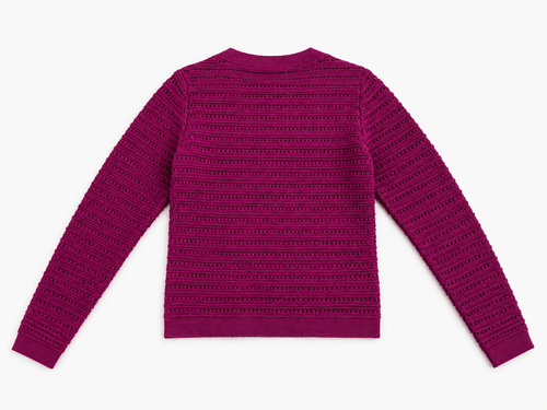 Berry Merino Wool Pointelle Cardigan